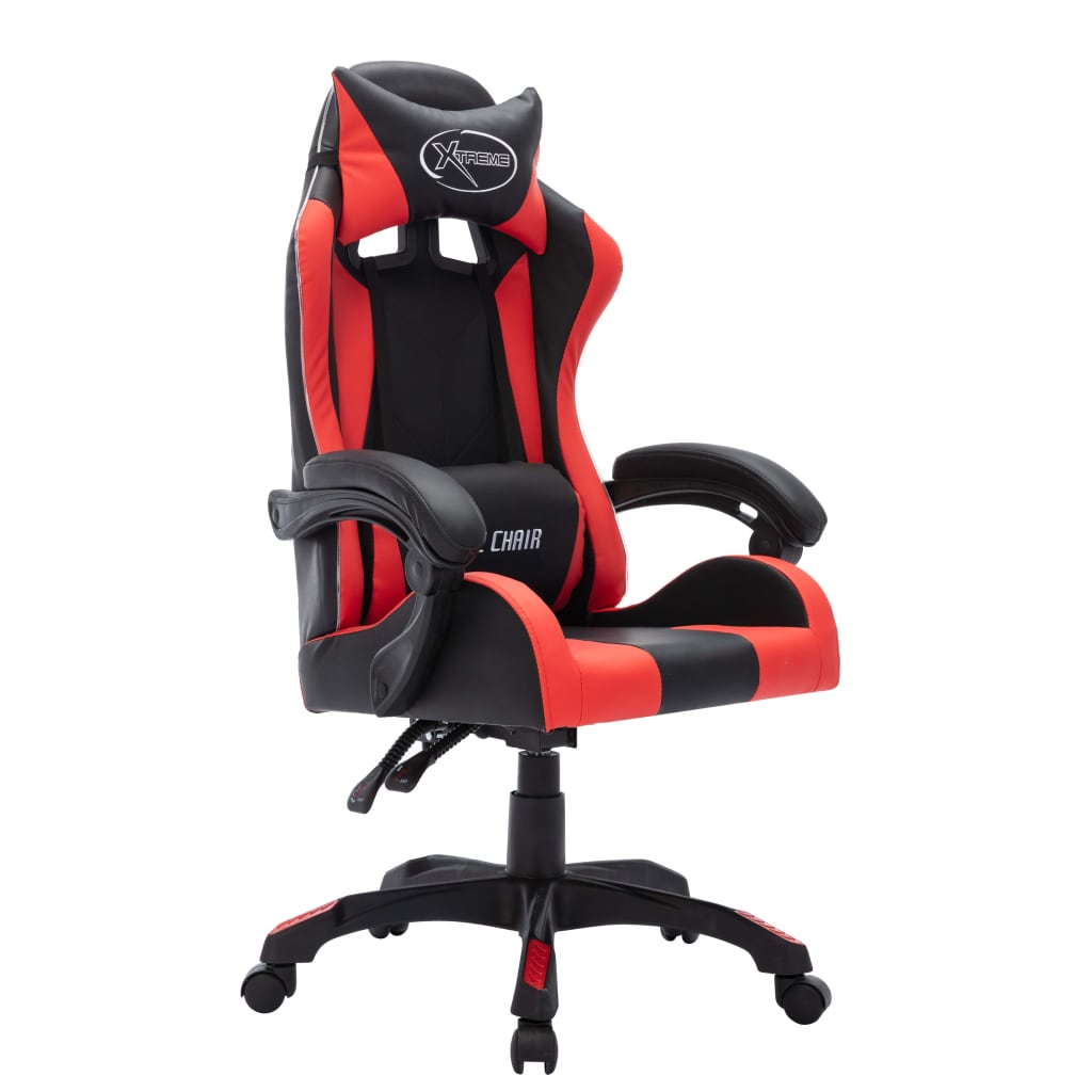 Gaming Chair with RGB LED Lights Red and Black Artificial Leather