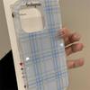 Светло-синий клетчатый чехол для телефона iPhone 17 16 15 14 13 12 11 Pro Max Эстетичный прозрачный ударопрочный чехол