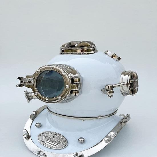 White Marine Scuba Helmet 45.72cm Decorative Sea Ship Helmet Diving Helmet
