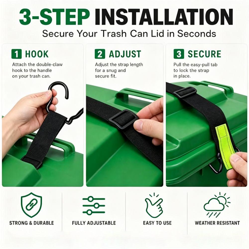 Anti Slip Garbage Can Lock Adjustable Bin Lid Lock Adjustable Trash Can Lock Waste Container