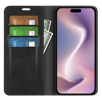 Чехол для iPhone 16 Pro Max, чехол для телефона из ПУ-кожи с тактильным покрытием, складная подставка, магнитное крепление
