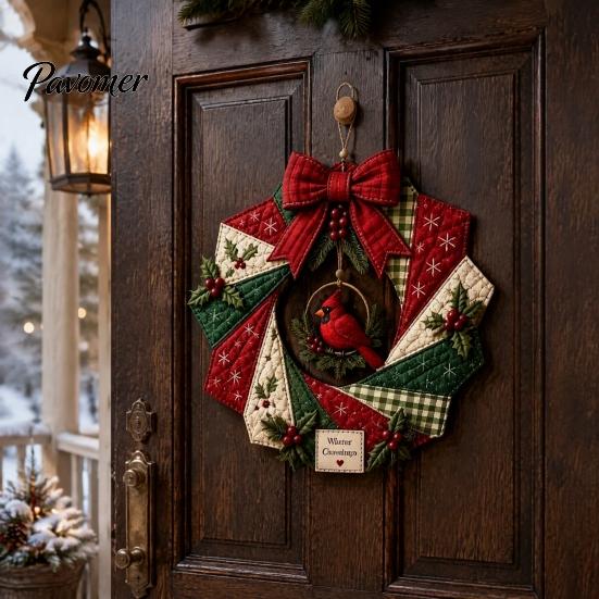 Decorative Fabric Wreath Kit Christmas DIY Kit, Patchwork Beginner-Friendly Handmade Holiday Craft Personalized Door Decor Decoration Set for