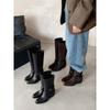 Foreign style fried street cross belt buckle high boots women's head knight boots thin pile boots foreign style temperament