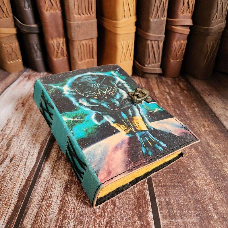 Кожаный блокнот с волком, Блокнот, Кожаный скетчбук, Кожаный дневник, Дневник сновидений, Персонализированный блокнот, Блокнот для записей, Подарок для него/нее.