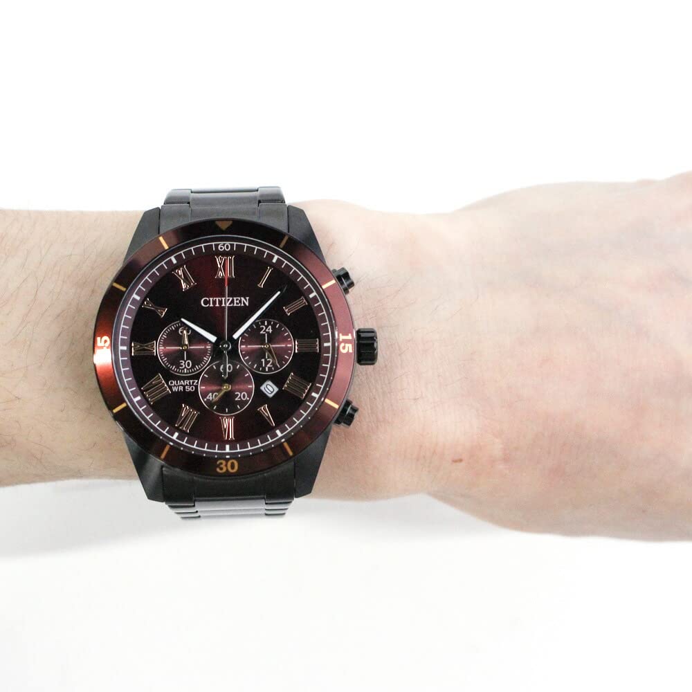 CITIZEN Citizen Watch кварцевый аналоговый хронограф из нержавеющей стали, металл, черный, красный, мужские AN8167-53X [Товар]