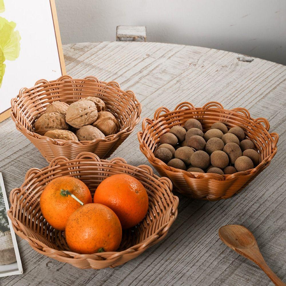 Round Display Platter Bread Fruit Kitchen Organization Basket Storage Basket  Home Shop Hotel
