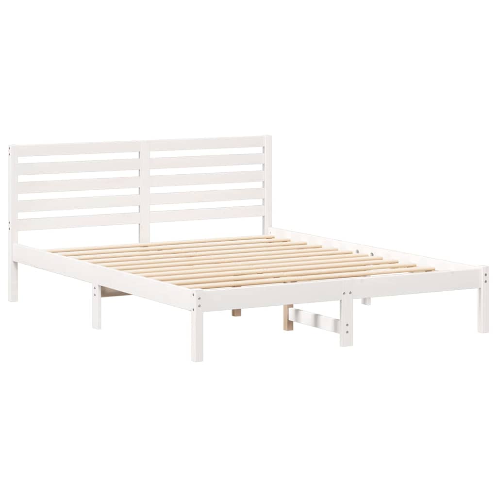Bed Frame with Headboard White 140 x 200 cm Solid Pine Wood