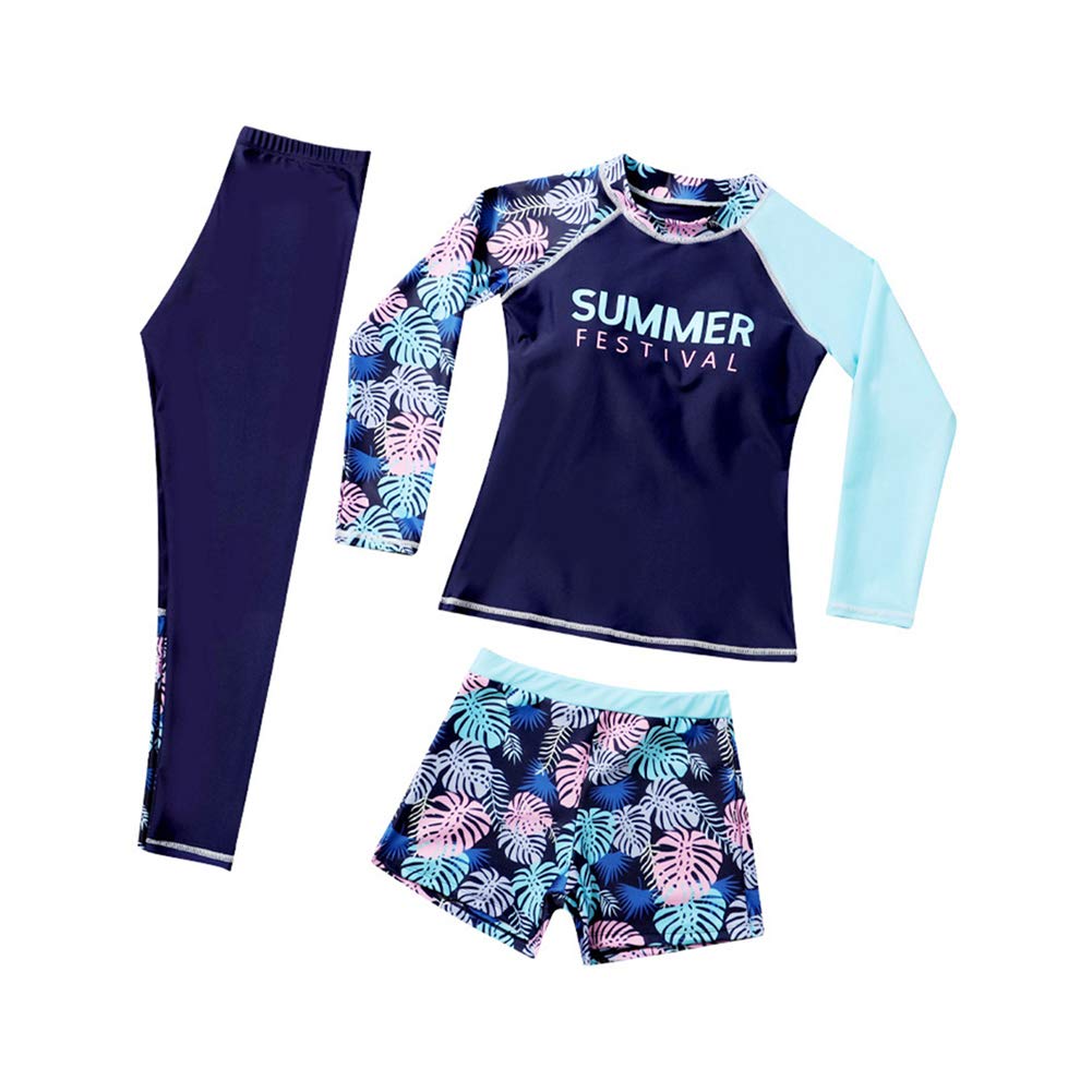 Ymgot Kids' 3-Piece Swimsuit Set, Long Sleeve Rash Guard, Separate Swimwear for Boys and Girls (Size M)