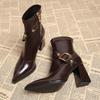 Женские ботильоны на высоком каблуке, модная обувь, массивные роскошные туфли-лодочки, зимние ботинки для платья 2025, новые, сексуальные, элегантные, Mujer Chelsea Botas