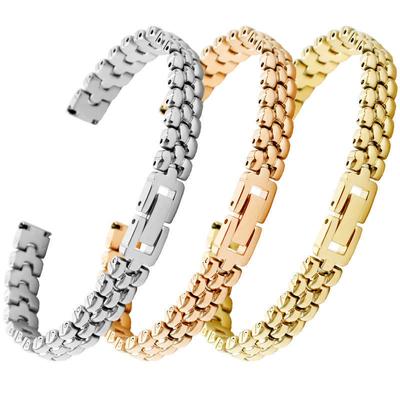 Классический ремешок для часов из нержавеющей стали 6 мм 8 мм 10 мм серебряный золотой браслет сменный ремешок для женских модных часов с циферблатом размера Браслет