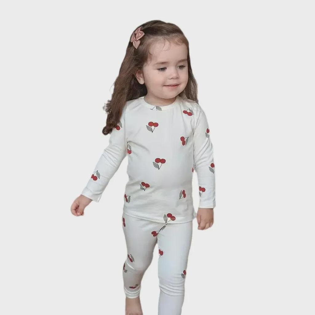 Korean Autumn Pajamas for Girls: Long-Sleeve Baby and Toddler Sleepwear Set