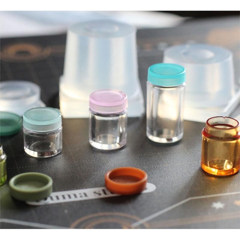 Набор 3D форм для банок с крышкой, маленькая цилиндрическая бутылка, силиконовая форма для изготовления ювелирных изделий, инструмент для литья смолы