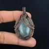 Aquamarine 999 Copper Wire Wrapped Pendant, Handmade Gemstone Pendant Jewelry, Gifts For Wife Brand New Pendant