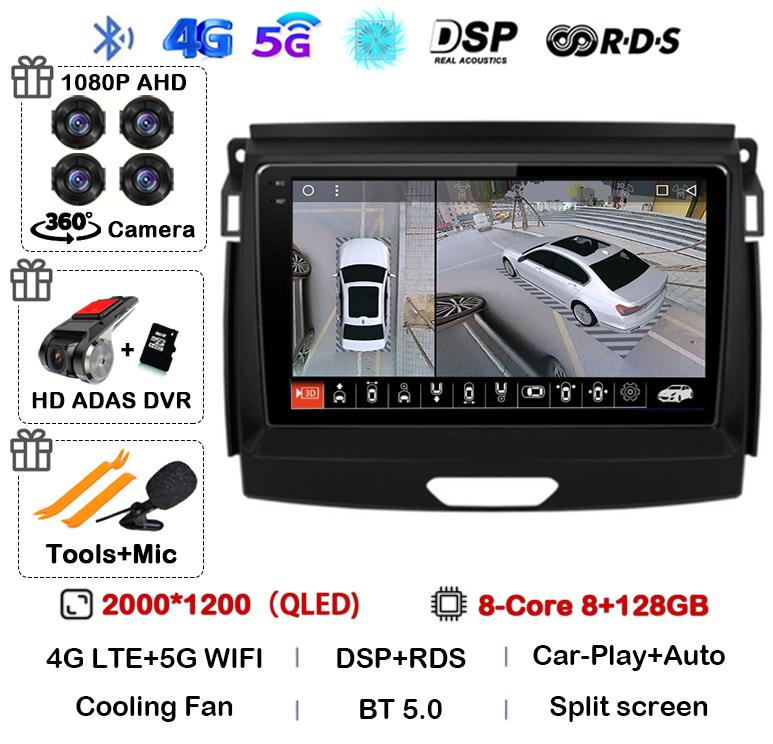 Android 14 Carplay Авто Радио Стерео Для Ford Ranger 2015 2016 2017 2018 2019 2020 GPS Мультимедиа Авторадио Плеер Головное Устройство