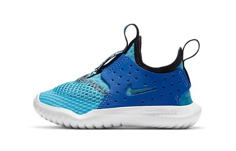 Nike Кроссовки Flex Runner Дышащие Нескользящие Амортизирующие Устойчивые к истиранию Низкие Детские Обувь Синий Белый CV9329-400