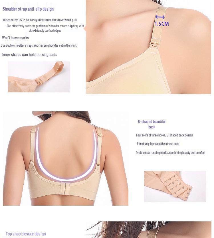 New Style Plus Size Wireless Front Closure Nursing Bra - Adjustable, Gathered, Seamless Maternity Underwear
