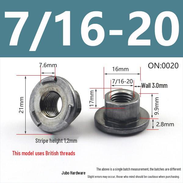 Thickened Welded T-Nut, Cold Heading Iron Plate, Round Imperial Fine Thread, Natural Color, Sizes M6/M8/M10.