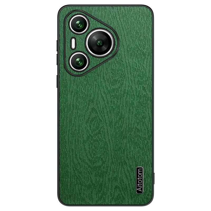 For Huawei Pura 70 Case Wood Grain PU Leather+PC+TPU Slim-Fit Phone Guard Cover