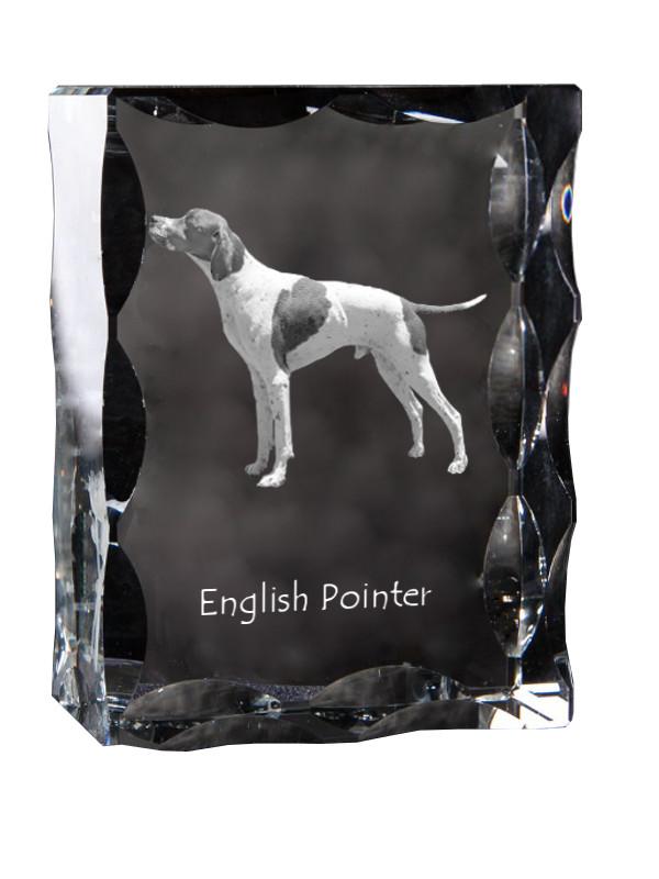 English Pointer - crystal with a picture of a dog, glass statuette with a picture, unique frame with a picture from Art-Dog brand