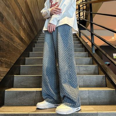 Весна и осень Новые мужские американские джинсы в стиле ретро со звездным узором свободные прямые джинсы