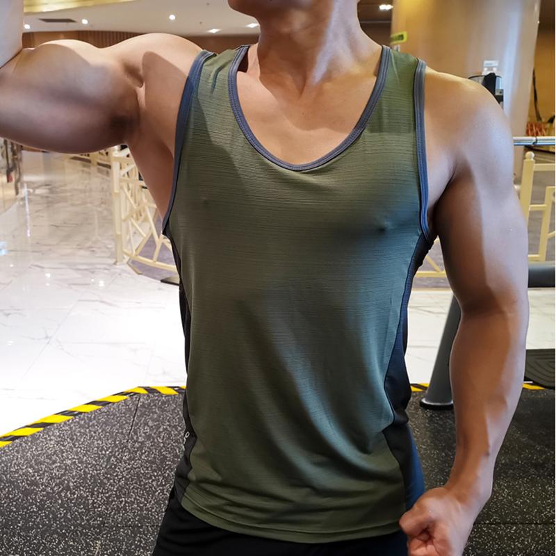 Men's Breathable Quick-drying Sleeveless Tank Sports Fitness Tops Running Basketball Vest Training T-shirt Compression Base Layer Undershirts Tee