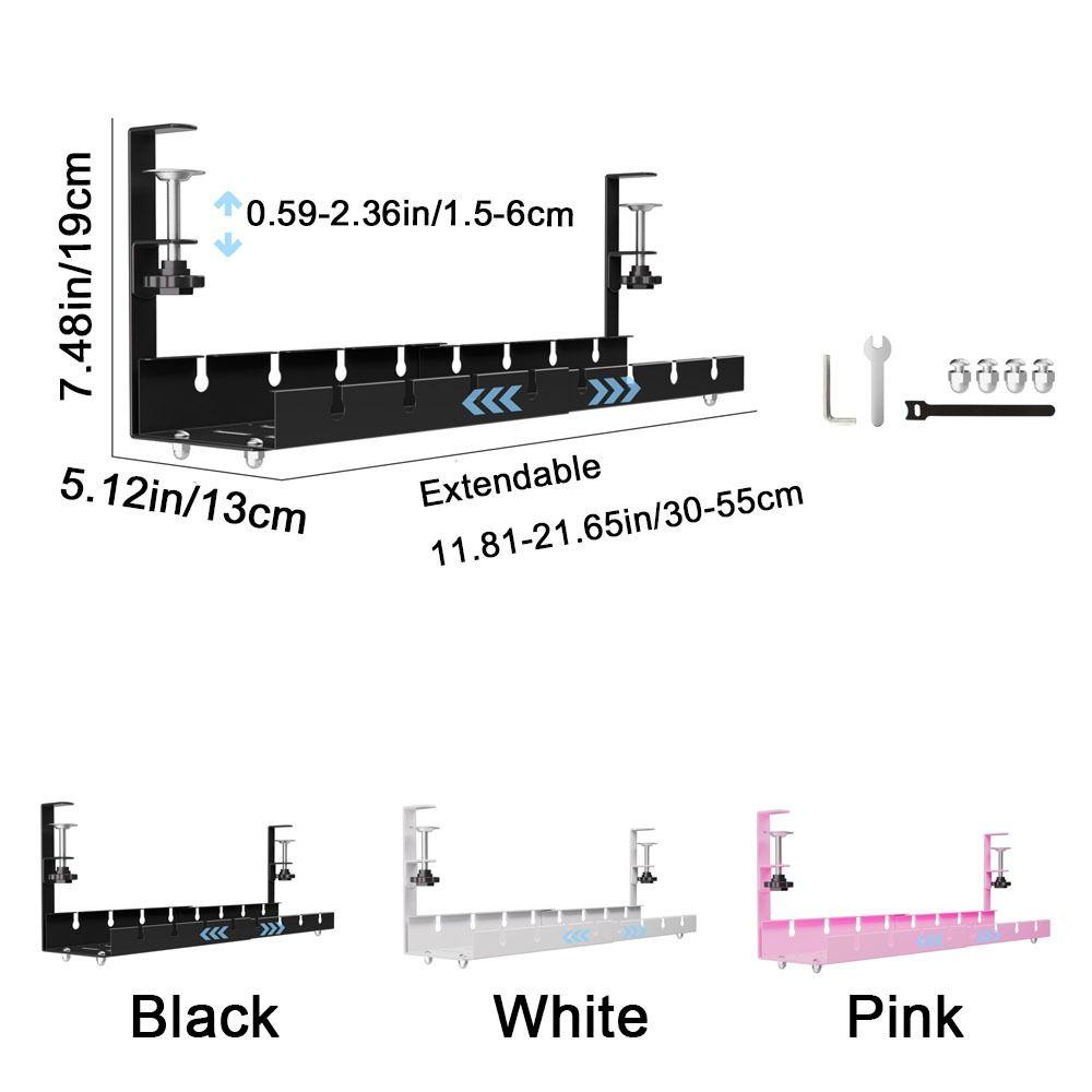 No Drilling Retractable Cable Storage Rack Space Saving Metal Cable Tray  for Home