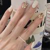 24 шт. накладные ногти Nials DIY Press on Nails Blue Champagne Short Square French Fake Nails