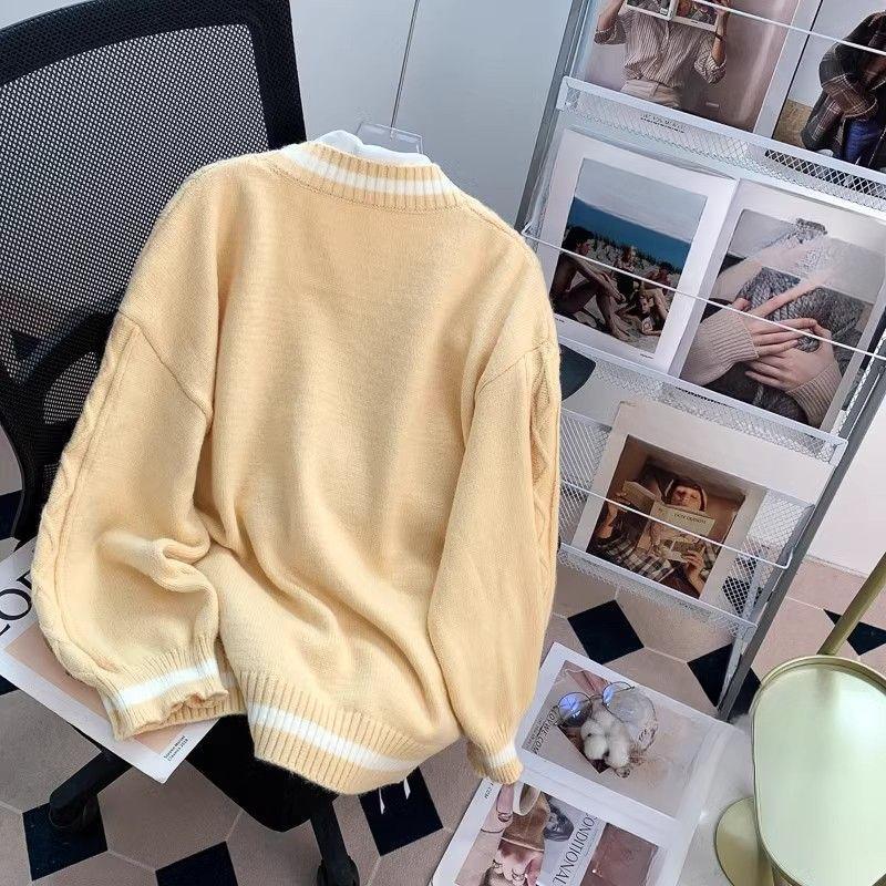 Autumn Sweet Women Hoodies Loose Hooded Sailor Collar Cute Kawaii Patchwork Female Hoodies Knitted Cardigan