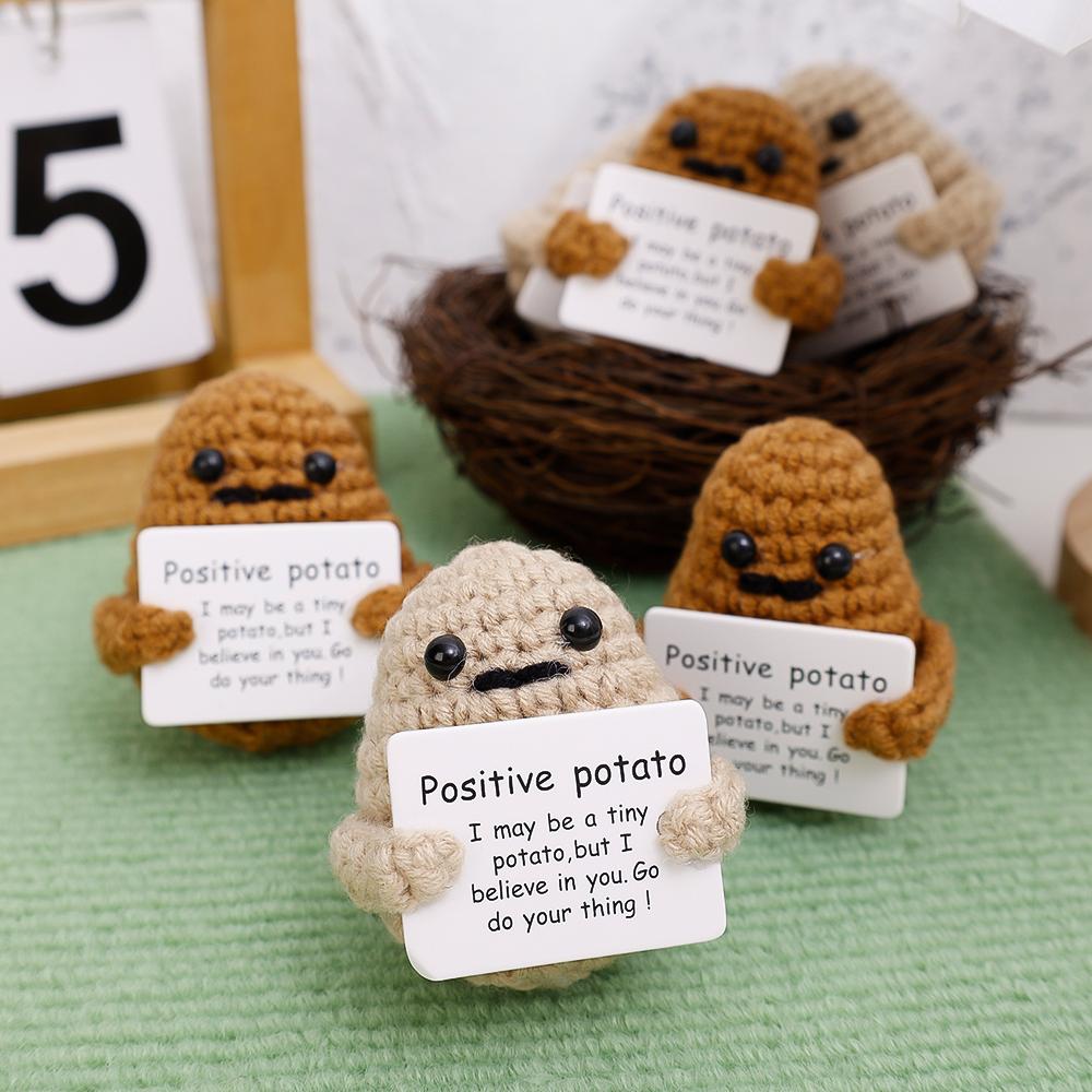 Положительная энергия Карманный Карманный Обнимашка Карманный Милый Мини Забавный Вязаный Картофель С Открыткой Для Послания Детские Игрушки Домашнее Рождественское Украшение Подарок