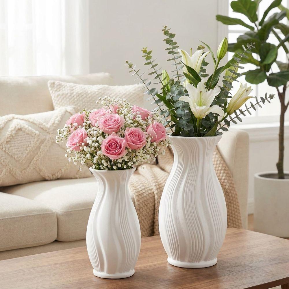 Drop-Proof Twisted 3D Vertical Vase Plastic Floral Display Vase Decorative Vase Fireplace Shelf