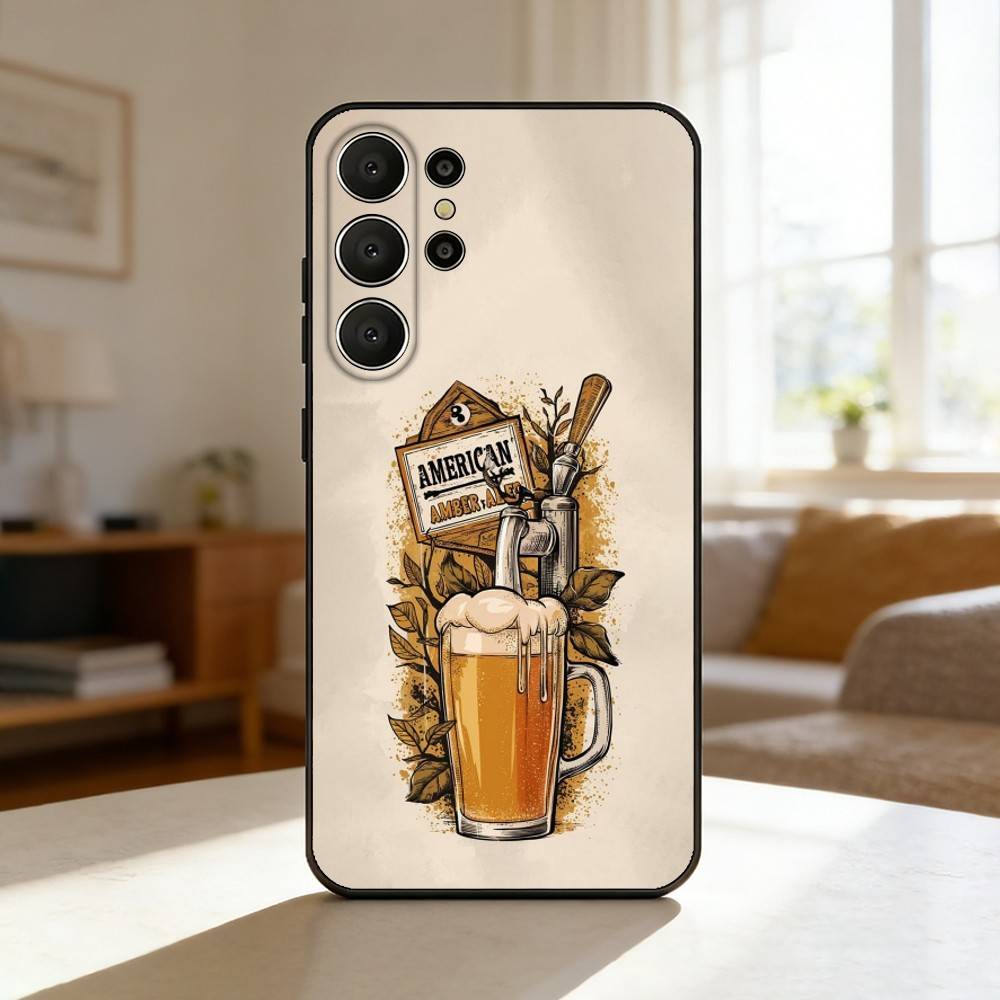 Beer Alcohol Phone Case For Samsung S26,S25,24,23,22,30,21,10,9,Ultra,Plus,Lite,Black Soft Case