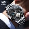 JINSHIDUN 8949 Watches For Men Hollow Flywheel Moon Phase Automatic Mechanical Wristwatch Calendar Waterproof Luminous Man Watch