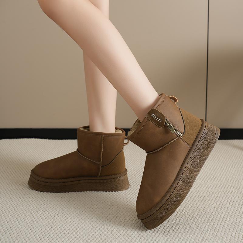 Модные женские ботинки 2024 Новые зимние туфли на платформе для женщин Короткие плюшевые теплые зимние ботинки Женские удобные модные ботильоны на плоской подошве