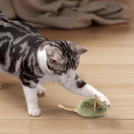 Squeaky Plush Mice for Cats Interactive Realistic Mouse Cat Toy with Touch Activated Sound Electronic Chirping Self Play Kitten Toy for Indoor Cats