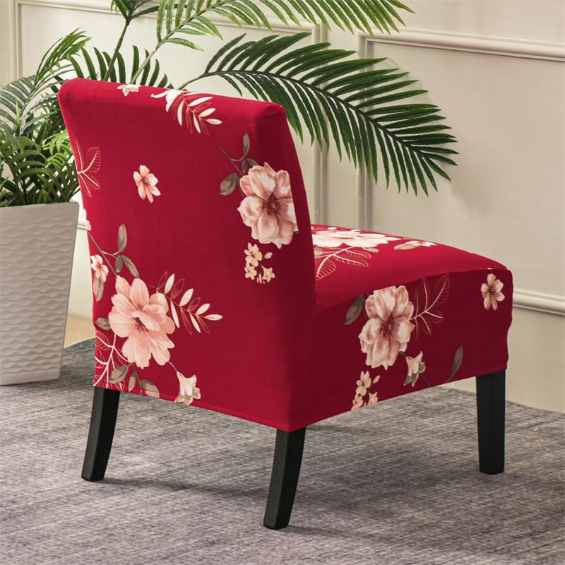 Christmas Print Accent Armless Chair Cover Single Sofa Stool Slipcover Nordic Stretch Chair Covers Elastic Couch Protector Cover