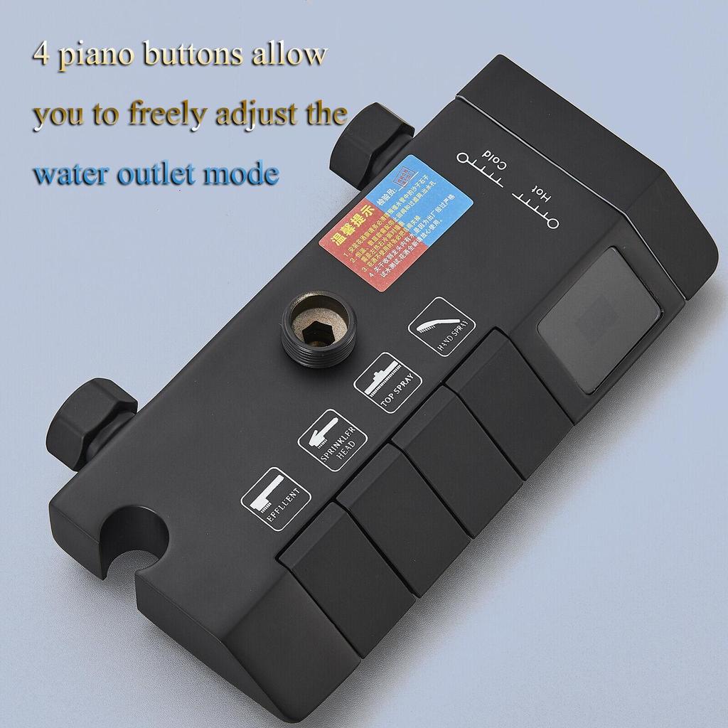 Shower Faucet Set Digital Display 4 Function Piano Key Rainfall Shower Combo Set