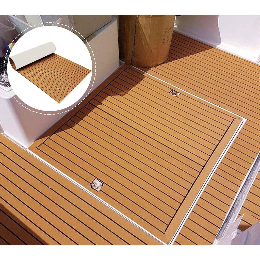 Self-Adhesive 600x2400x5mm Foam Teak Decking EVA Foam Marine Flooring Boat Decking Sheet Accessories Marine Brown Black