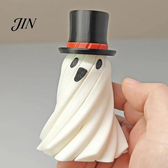 Halloween Fidget Spinner Spiral Ghost Toy, Pass Through Mini Sensory Stress Relief Toy Resin Party Decoration for Anxiety Relaxing Living Room Decor