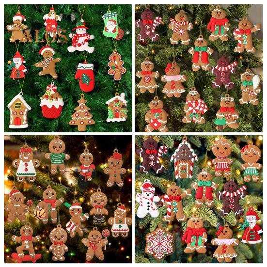 12 шт. Рождественские пряничные человечки, украшения для рождественской елки, подвесные украшения в виде пряничной куклы для праздничного декора дома