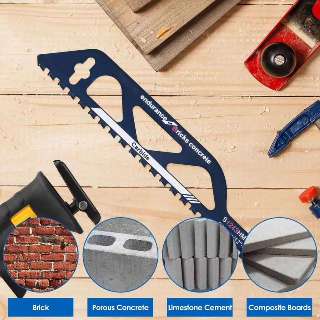 12/18-дюймовое полотно для возвратно-поступательной пилы, универсальное режущее полотно для сабельной пилы, легированная сталь, кирпич, бетон, пила для резки каменной кладки