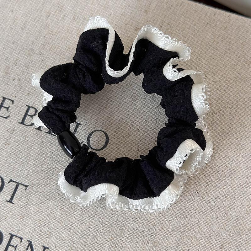 Ruffle High Elastic Hair Bands Girls French Vintage Elegant Hairbands Ribbon Hair Ties Women Girls Cute Hair Styling Accessories