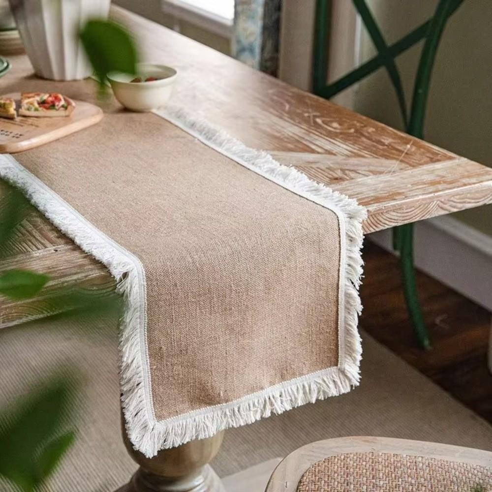 Jute Burlap Table Runner Woven Texture Macrame Table Runner Farmhouse Table Runner Family Dinners