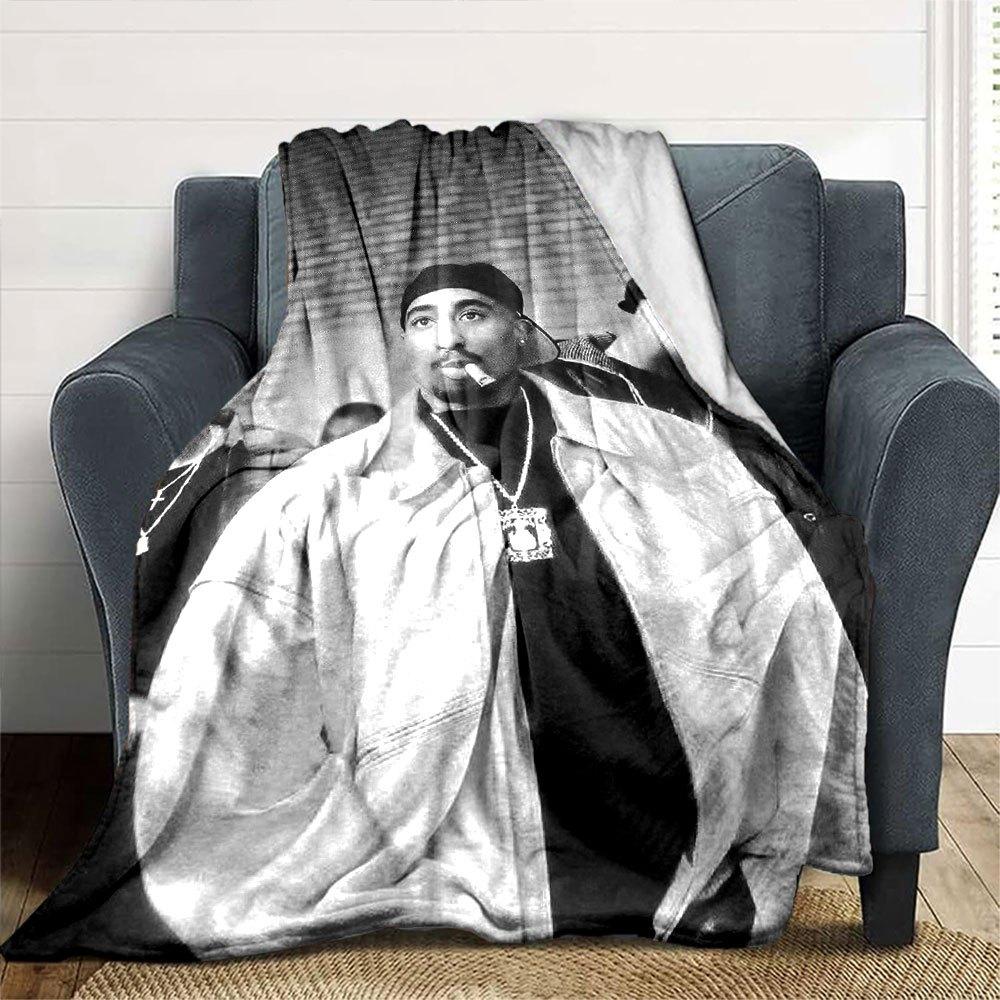 1 шт. Плед в стиле Hip Hop 2Pac, Мягкий, Легкий, Для всех сезонов, Многоцелевой плед для дивана, кровати, офиса и пикников, Французский стиль с культовыми обложками альбомов и цитатами