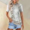 Женская модная повседневная рубашка с короткими рукавами и принтом с лацканами, женские топы на пуговицах