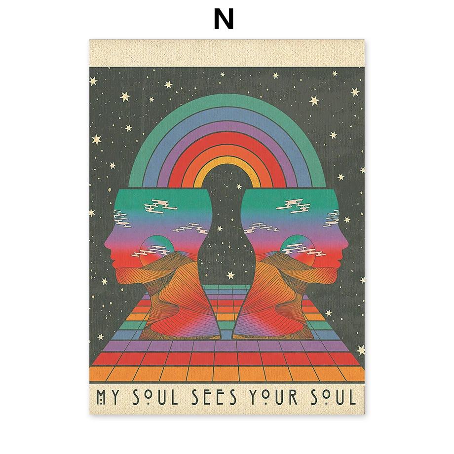 Психоделический глаз гриб рок-группа ретро бохо настенное искусство скандинавские постеры картины на холсте принты настенные картины для декора гостиной