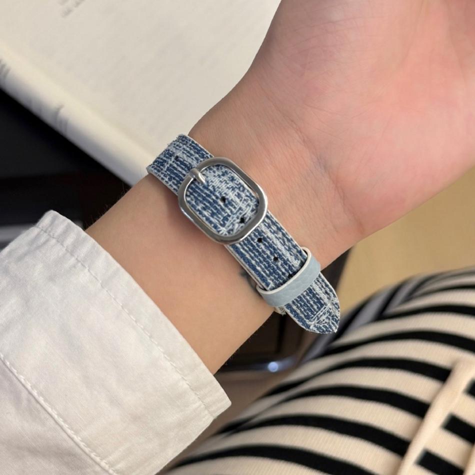 Square Metal Buckle Denim Leather Bracelet For Apple Watch Band Series 11/10/9/8/7/Ultra iWatch Strap 49/46/45/44/42/41/40/38mm