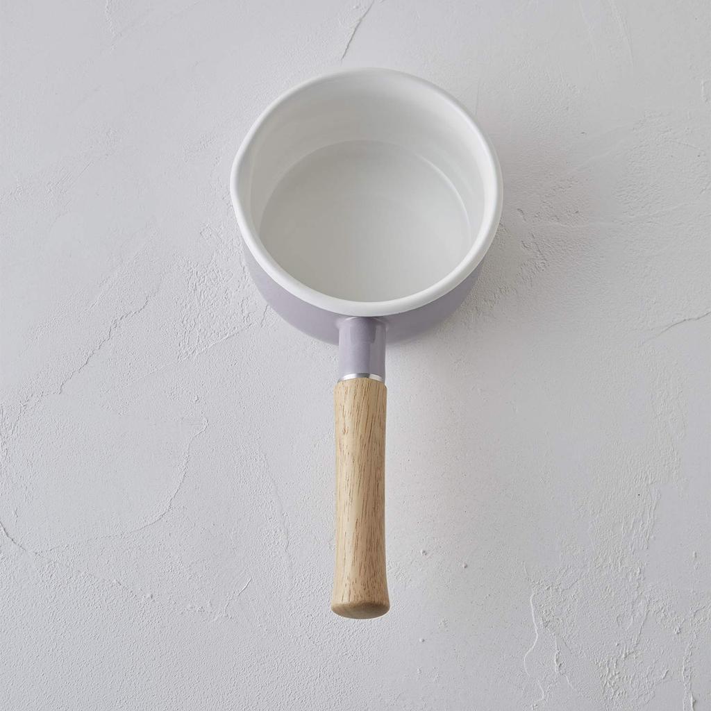 Fuji Enamel Milk Pan with Lid 15cm 1.2L IH Compatible (Purple Ash)