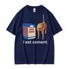Футболка с надписью «Я ем цемент» Смешная, саркастическая, оскорбительная, случайная, с принтом мема «кошка», футболки женские, унисекс, повседневные топы 