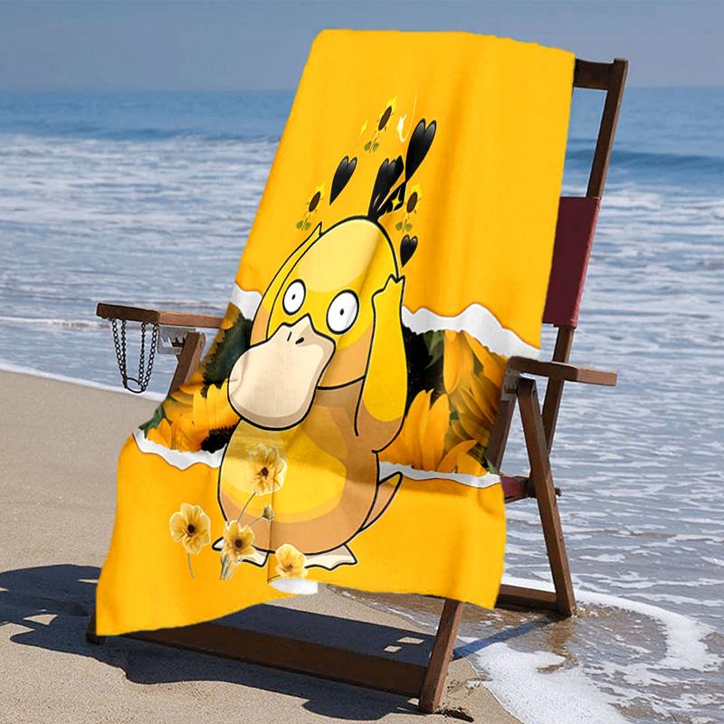 proof beach towel with Pokémon pattern - soft,absorbent,quick-drying,machine washable - perfect for swimming,camping,bathing