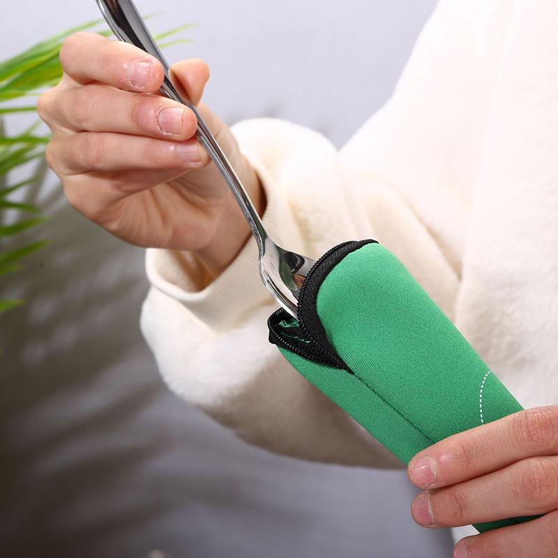 Портативная сумка для столовых приборов, дорожная упаковка для столовых приборов, коробка для хранения, сумка для пикника, ножа, вилки, ложки, чехол с застежкой-молнией